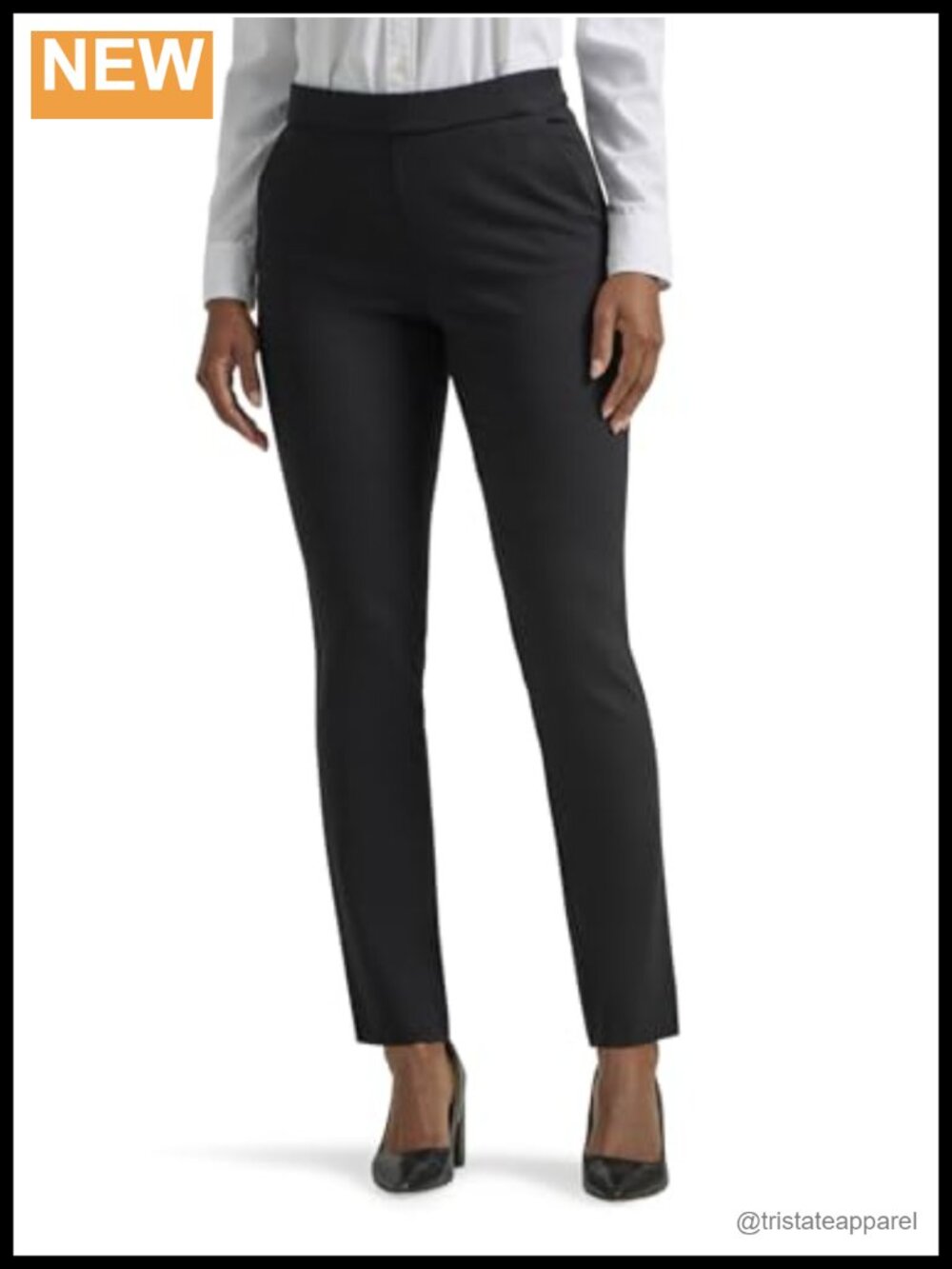 Women's Petite Slim Fit Ankle Pants Mid Rise Elastic Waist